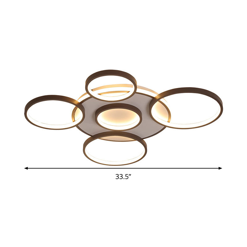 4/5-Halo Ring Ceiling Lighting Modernity Acrylic LED Black Flush Mount Light Fixture in Warm/White Light, 27.5"/33.5" W Clearhalo 'Ceiling Lights' 'Close To Ceiling Lights' 'Close to ceiling' 'Flush mount' Lighting' 291829