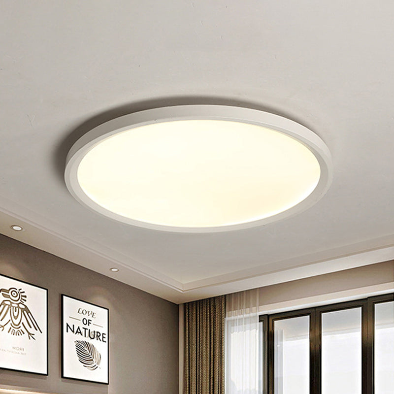 Minimalist White Disc Flush Light 16"/19.5"/23.5" Dia Super Thin Acrylic LED Ceiling Lamp in Warm/White Light/Remote Control Stepless Dimming White Remote Control Stepless Dimming Clearhalo 'Ceiling Lights' 'Close To Ceiling Lights' 'Close to ceiling' 'Flush mount' Lighting' 291832