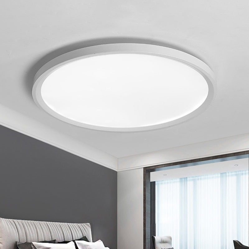 Minimalist White Disc Flush Light 16"/19.5"/23.5" Dia Super Thin Acrylic LED Ceiling Lamp in Warm/White Light/Remote Control Stepless Dimming White White Clearhalo 'Ceiling Lights' 'Close To Ceiling Lights' 'Close to ceiling' 'Flush mount' Lighting' 291833