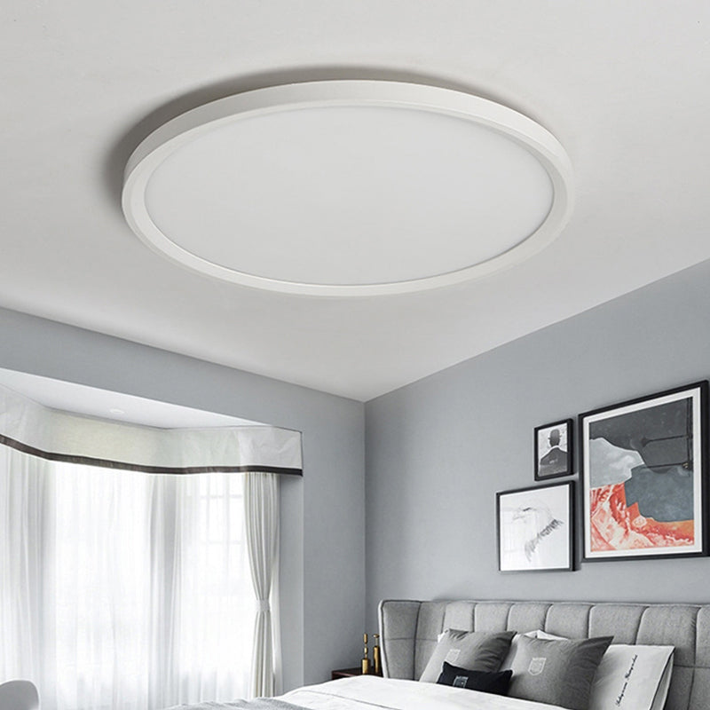 Minimalist White Disc Flush Light 16"/19.5"/23.5" Dia Super Thin Acrylic LED Ceiling Lamp in Warm/White Light/Remote Control Stepless Dimming Clearhalo 'Ceiling Lights' 'Close To Ceiling Lights' 'Close to ceiling' 'Flush mount' Lighting' 291834