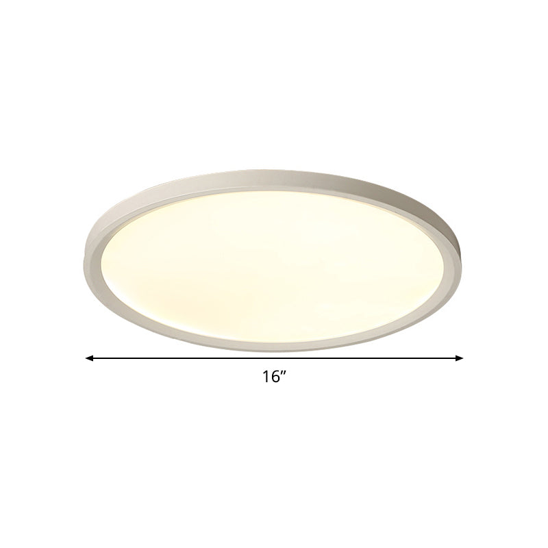 Minimalist White Disc Flush Light 16"/19.5"/23.5" Dia Super Thin Acrylic LED Ceiling Lamp in Warm/White Light/Remote Control Stepless Dimming Clearhalo 'Ceiling Lights' 'Close To Ceiling Lights' 'Close to ceiling' 'Flush mount' Lighting' 291836