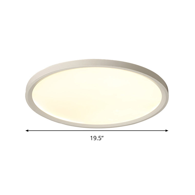 Minimalist White Disc Flush Light 16"/19.5"/23.5" Dia Super Thin Acrylic LED Ceiling Lamp in Warm/White Light/Remote Control Stepless Dimming Clearhalo 'Ceiling Lights' 'Close To Ceiling Lights' 'Close to ceiling' 'Flush mount' Lighting' 291837