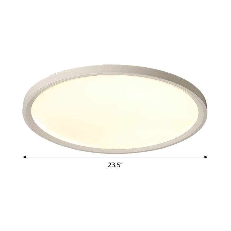 Minimalist White Disc Flush Light 16"/19.5"/23.5" Dia Super Thin Acrylic LED Ceiling Lamp in Warm/White Light/Remote Control Stepless Dimming Clearhalo 'Ceiling Lights' 'Close To Ceiling Lights' 'Close to ceiling' 'Flush mount' Lighting' 291838