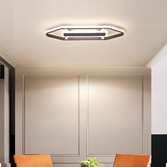 Coffee Pencil Shape Ceiling Light Minimalist 23.5"/31.5"/39" W LED Metal Flush Mount Lighting in Warm/White Light Clearhalo 'Ceiling Lights' 'Close To Ceiling Lights' 'Close to ceiling' 'Flush mount' Lighting' 291850