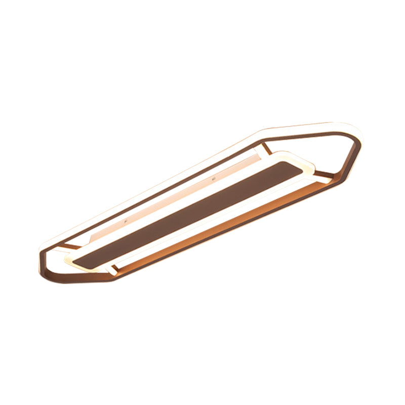 Coffee Pencil Shape Ceiling Light Minimalist 23.5"/31.5"/39" W LED Metal Flush Mount Lighting in Warm/White Light Clearhalo 'Ceiling Lights' 'Close To Ceiling Lights' 'Close to ceiling' 'Flush mount' Lighting' 291855