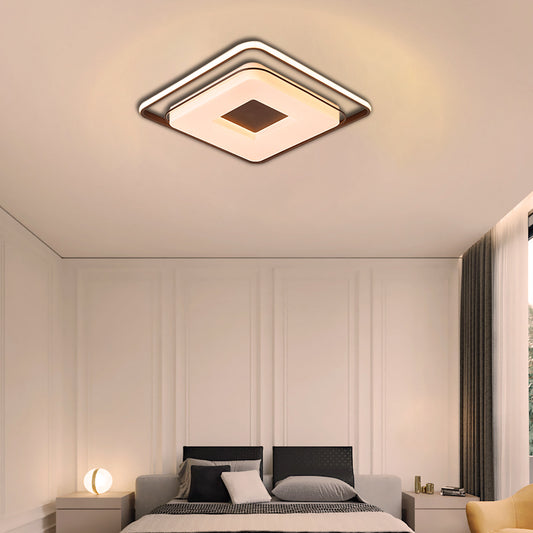 16"/19.5" Dia Squared Ceiling Mount Light Minimalist Acrylic LED White Flush Lighting in Warm/White Light Clearhalo 'Ceiling Lights' 'Close To Ceiling Lights' 'Close to ceiling' 'Flush mount' Lighting' 291860