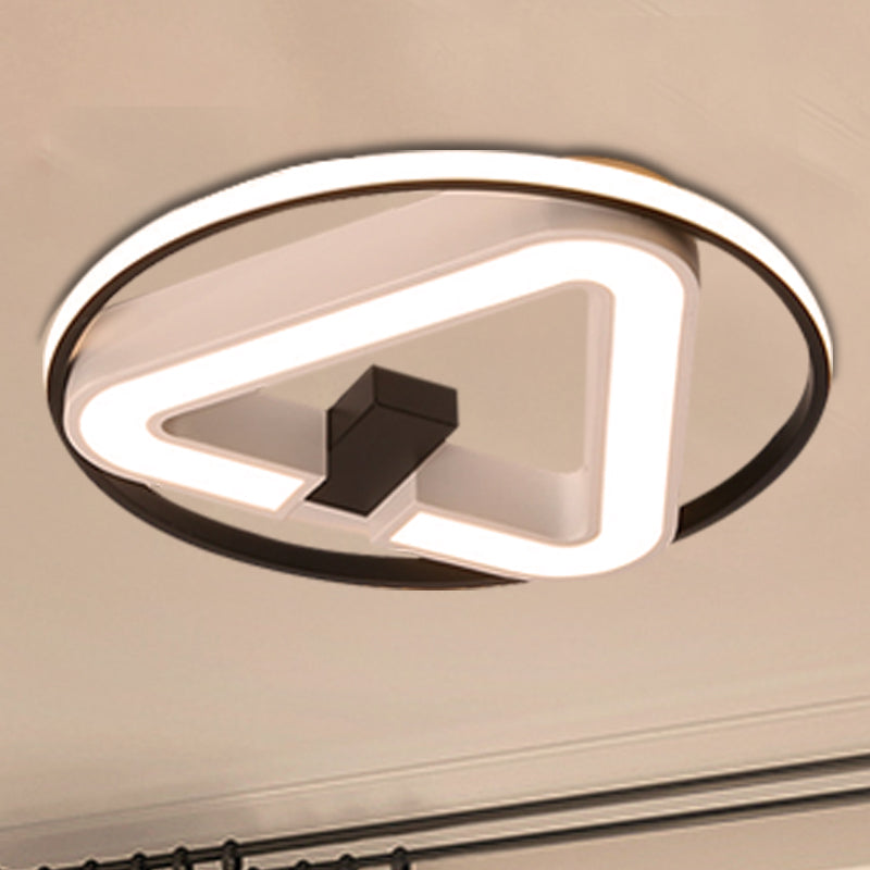 19"/22" W Triangle Bedroom Ceiling Lamp Acrylic LED Minimalist Flush Mount Light Fixture in Black and White Clearhalo 'Ceiling Lights' 'Close To Ceiling Lights' 'Close to ceiling' 'Flush mount' Lighting' 291901