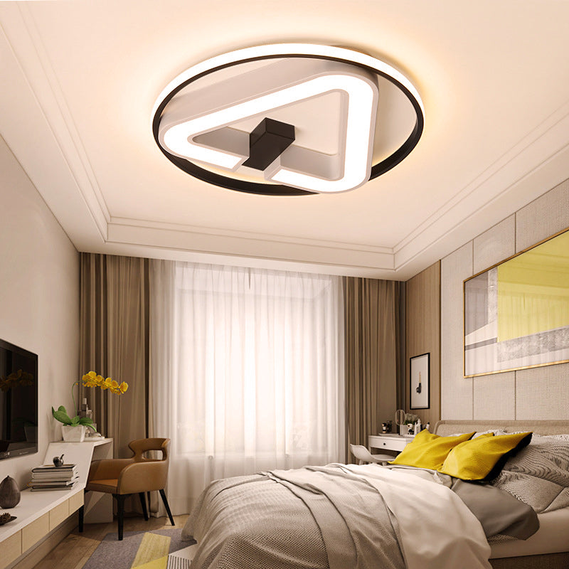 19"/22" W Triangle Bedroom Ceiling Lamp Acrylic LED Minimalist Flush Mount Light Fixture in Black and White Clearhalo 'Ceiling Lights' 'Close To Ceiling Lights' 'Close to ceiling' 'Flush mount' Lighting' 291902