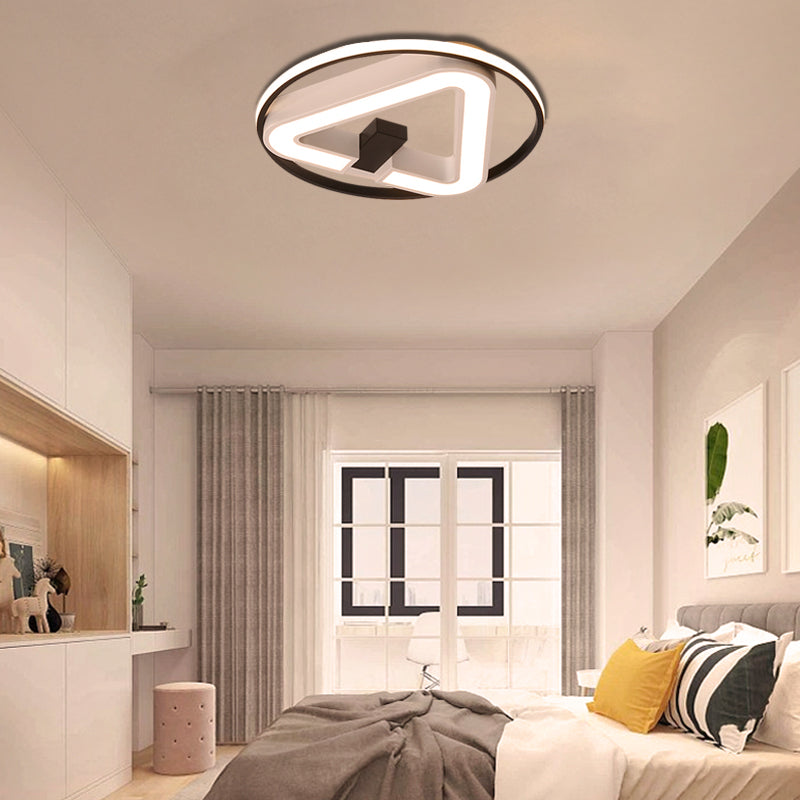 19"/22" W Triangle Bedroom Ceiling Lamp Acrylic LED Minimalist Flush Mount Light Fixture in Black and White Clearhalo 'Ceiling Lights' 'Close To Ceiling Lights' 'Close to ceiling' 'Flush mount' Lighting' 291903