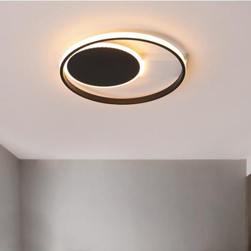 Black Orbit Ceiling Mount Light Simplicity 16"/19.5" Dia LED Slim Acrylic Flush Lighting in Warm/White Light Black Clearhalo 'Ceiling Lights' 'Close To Ceiling Lights' 'Close to ceiling' 'Flush mount' Lighting' 291914