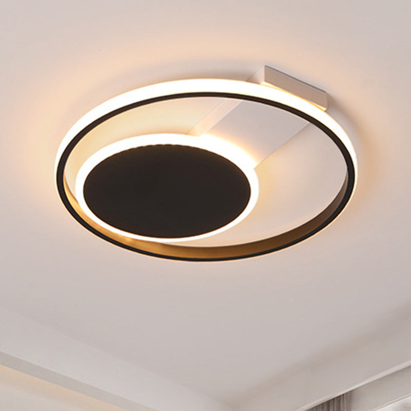 Black Orbit Ceiling Mount Light Simplicity 16"/19.5" Dia LED Slim Acrylic Flush Lighting in Warm/White Light Clearhalo 'Ceiling Lights' 'Close To Ceiling Lights' 'Close to ceiling' 'Flush mount' Lighting' 291915