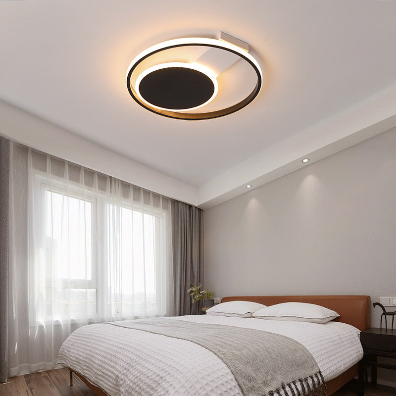 Black Orbit Ceiling Mount Light Simplicity 16"/19.5" Dia LED Slim Acrylic Flush Lighting in Warm/White Light Clearhalo 'Ceiling Lights' 'Close To Ceiling Lights' 'Close to ceiling' 'Flush mount' Lighting' 291917