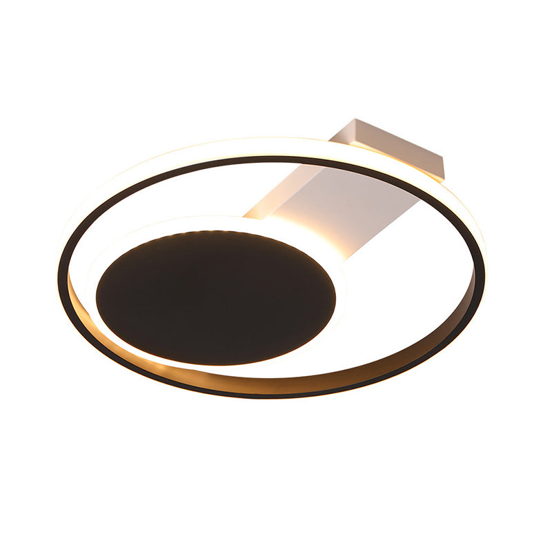 Black Orbit Ceiling Mount Light Simplicity 16"/19.5" Dia LED Slim Acrylic Flush Lighting in Warm/White Light Clearhalo 'Ceiling Lights' 'Close To Ceiling Lights' 'Close to ceiling' 'Flush mount' Lighting' 291918