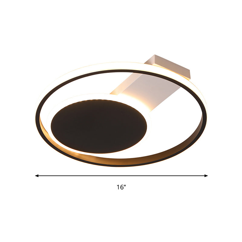 Black Orbit Ceiling Mount Light Simplicity 16"/19.5" Dia LED Slim Acrylic Flush Lighting in Warm/White Light Clearhalo 'Ceiling Lights' 'Close To Ceiling Lights' 'Close to ceiling' 'Flush mount' Lighting' 291919