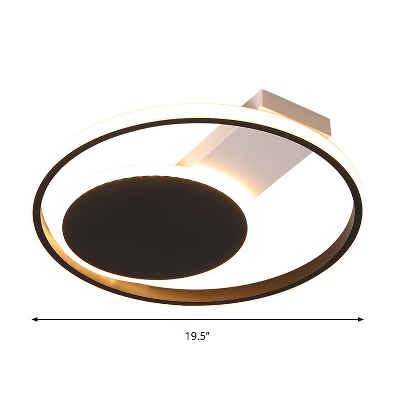 Black Orbit Ceiling Mount Light Simplicity 16"/19.5" Dia LED Slim Acrylic Flush Lighting in Warm/White Light Clearhalo 'Ceiling Lights' 'Close To Ceiling Lights' 'Close to ceiling' 'Flush mount' Lighting' 291920