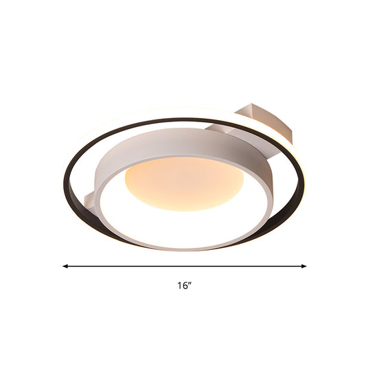 16"/19.5" Dia Metallic Dish Ceiling Lamp Modernist Style LED White Flush Mount in Warm/White Light Clearhalo 'Ceiling Lights' 'Close To Ceiling Lights' 'Close to ceiling' 'Flush mount' Lighting' 291926