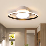 Modern Orbit Ceiling Flush Light Acrylic 18"/23" Wide LED Bedroom Flushmount Light in Black/White White Clearhalo 'Ceiling Lights' 'Close To Ceiling Lights' 'Close to ceiling' 'Flush mount' Lighting' 291929