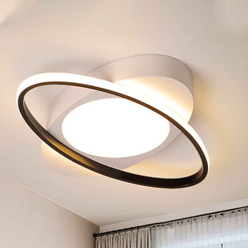 Modern Orbit Ceiling Flush Light Acrylic 18"/23" Wide LED Bedroom Flushmount Light in Black/White Clearhalo 'Ceiling Lights' 'Close To Ceiling Lights' 'Close to ceiling' 'Flush mount' Lighting' 291930