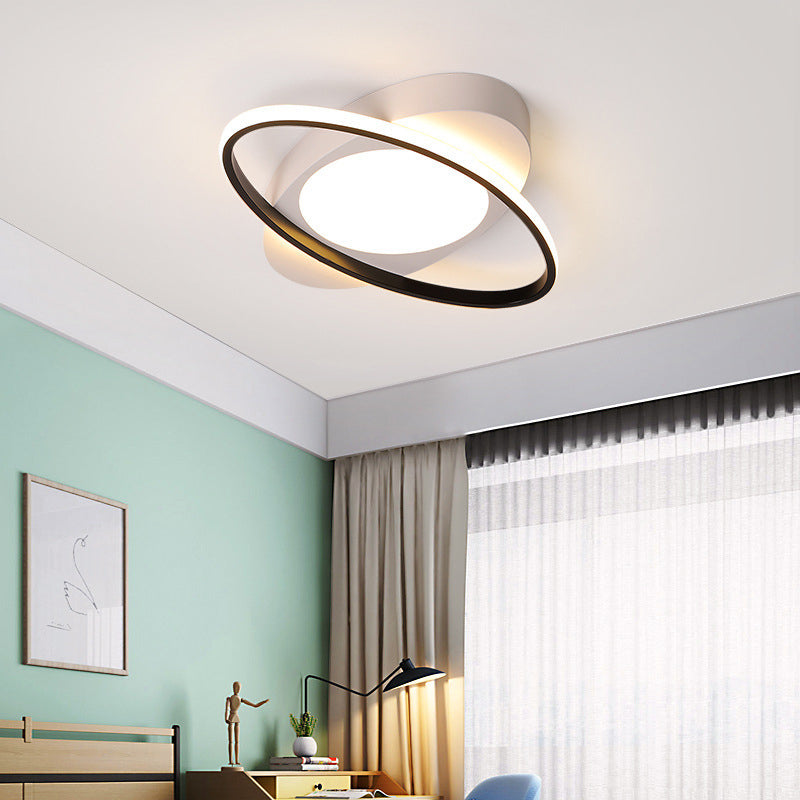 Modern Orbit Ceiling Flush Light Acrylic 18"/23" Wide LED Bedroom Flushmount Light in Black/White Clearhalo 'Ceiling Lights' 'Close To Ceiling Lights' 'Close to ceiling' 'Flush mount' Lighting' 291931