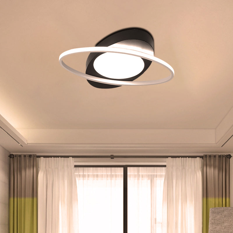 Modern Orbit Ceiling Flush Light Acrylic 18"/23" Wide LED Bedroom Flushmount Light in Black/White Clearhalo 'Ceiling Lights' 'Close To Ceiling Lights' 'Close to ceiling' 'Flush mount' Lighting' 291936