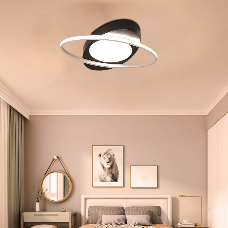 Modern Orbit Ceiling Flush Light Acrylic 18"/23" Wide LED Bedroom Flushmount Light in Black/White Clearhalo 'Ceiling Lights' 'Close To Ceiling Lights' 'Close to ceiling' 'Flush mount' Lighting' 291937