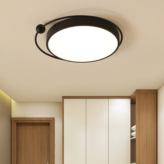 18"/21.5" Dia Black Round Flush Mount Light Acrylic LED Simple Ceiling Lighting in Warm/White Light Black Clearhalo 'Ceiling Lights' 'Close To Ceiling Lights' 'Close to ceiling' 'Flush mount' Lighting' 291942