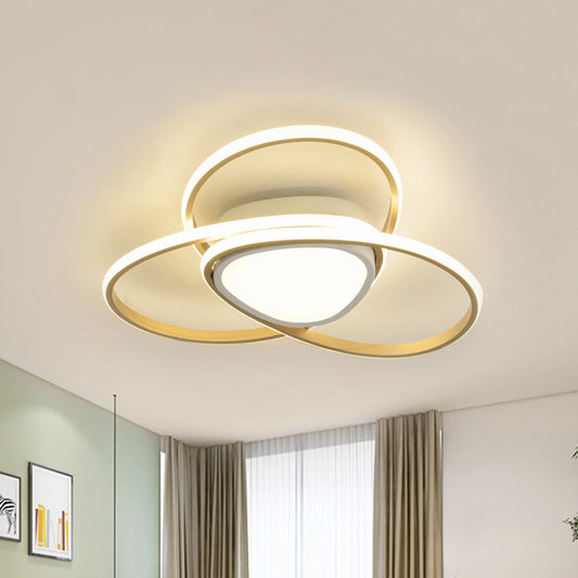 18"/21.5" W 3-Loop Acrylic Flush Mount Lamp Contemporary LED Gold Finish Ceiling Light, Warm/White Light/Remote Control Stepless Dimming Clearhalo 'Ceiling Lights' 'Close To Ceiling Lights' 'Close to ceiling' 'Flush mount' Lighting' 291951