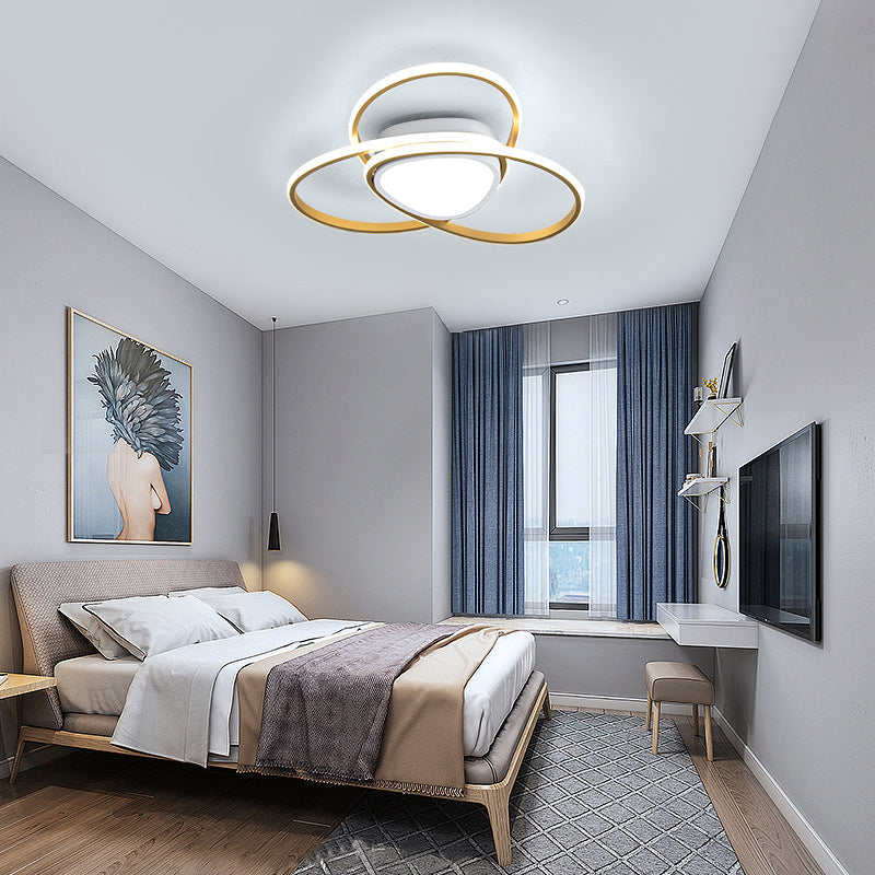 18"/21.5" W 3-Loop Acrylic Flush Mount Lamp Contemporary LED Gold Finish Ceiling Light, Warm/White Light/Remote Control Stepless Dimming Gold White Clearhalo 'Ceiling Lights' 'Close To Ceiling Lights' 'Close to ceiling' 'Flush mount' Lighting' 291953