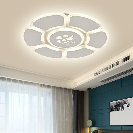 Minimalist Flower Acrylic Ceiling Lamp LED Flush Mount Light Fixture for Bedroom in White White Clearhalo 'Ceiling Lights' 'Close To Ceiling Lights' 'Close to ceiling' 'Flush mount' Lighting' 291966