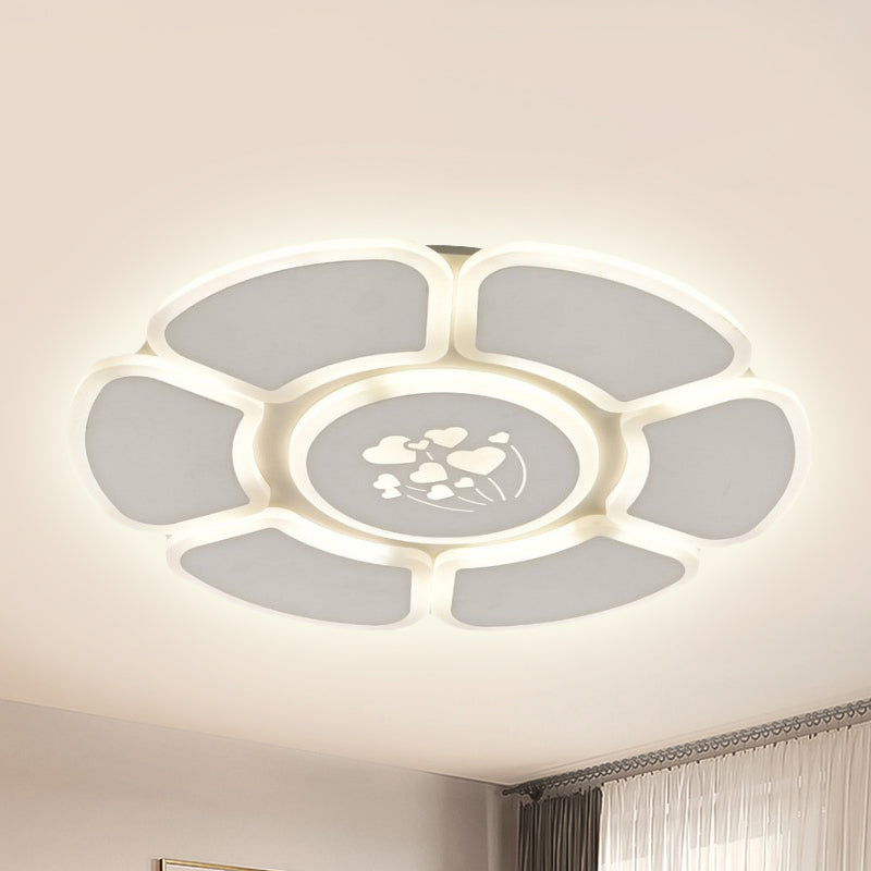 Minimalist Flower Acrylic Ceiling Lamp LED Flush Mount Light Fixture for Bedroom in White Clearhalo 'Ceiling Lights' 'Close To Ceiling Lights' 'Close to ceiling' 'Flush mount' Lighting' 291968