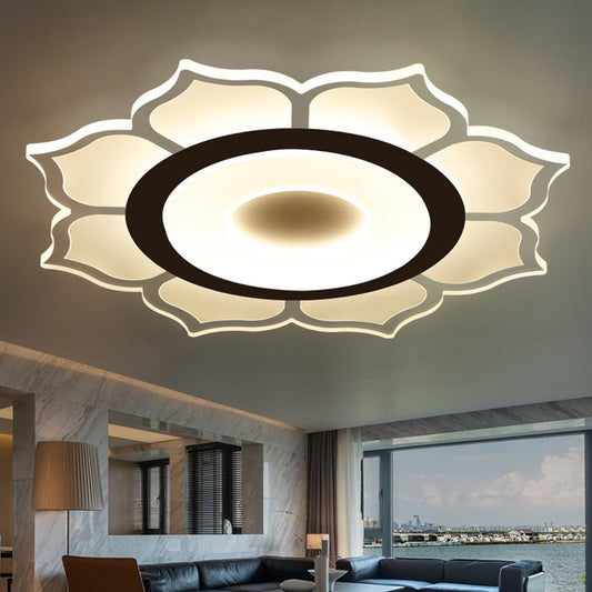 16.5"/20.5" Wide Flower Acrylic Ceiling Mounted Light Contemporary White LED Flush Mount Light, Warm Light/White Light/Outer White Inner Warm White Warm Clearhalo 'Ceiling Lights' 'Close To Ceiling Lights' 'Close to ceiling' 'Flush mount' Lighting' 292004