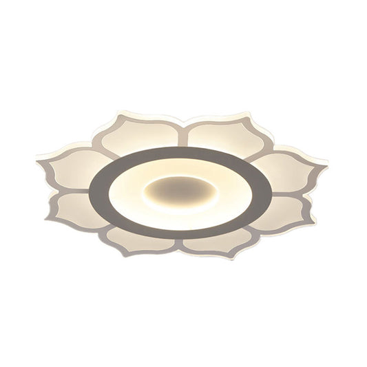 16.5"/20.5" Wide Flower Acrylic Ceiling Mounted Light Contemporary White LED Flush Mount Light, Warm Light/White Light/Outer White Inner Warm Clearhalo 'Ceiling Lights' 'Close To Ceiling Lights' 'Close to ceiling' 'Flush mount' Lighting' 292007