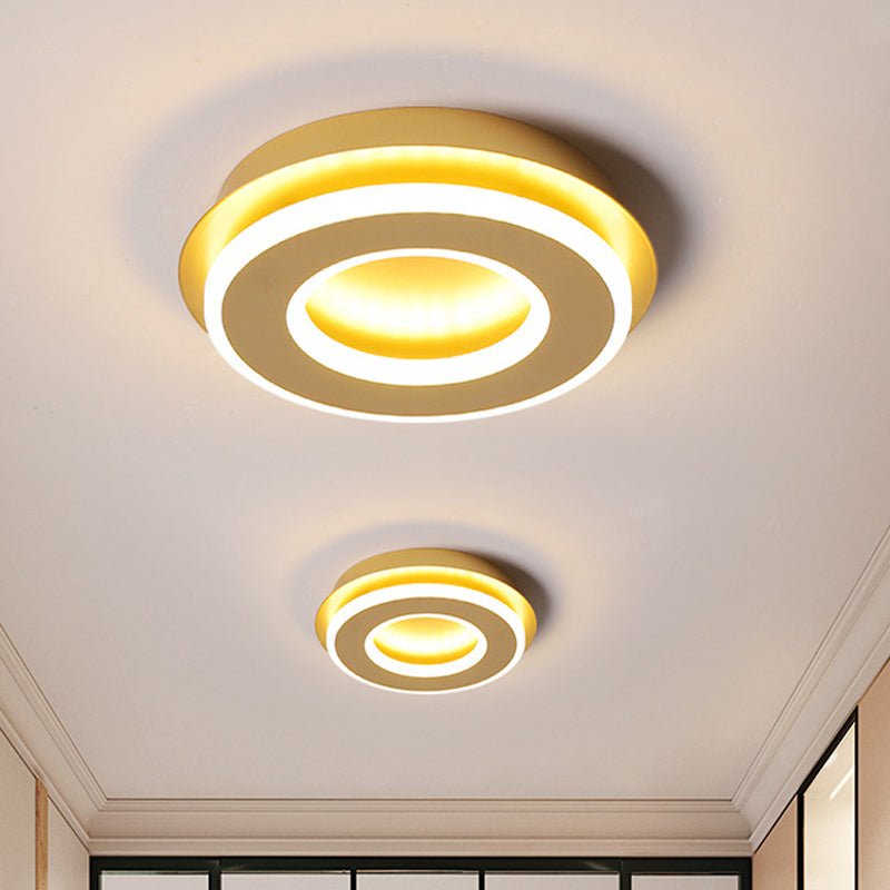 Gold Finish Round/Square Ceiling Lighting Modern Stylish Metallic LED Flushmount in Warm/White Light Clearhalo 'Ceiling Lights' 'Close To Ceiling Lights' 'Close to ceiling' 'Flush mount' Lighting' 292010