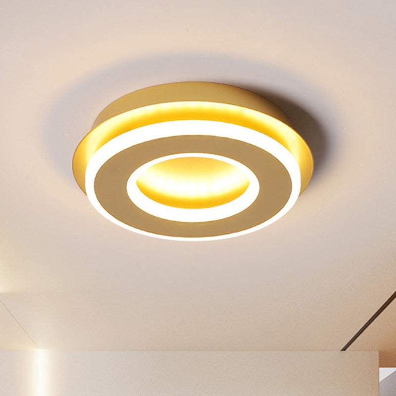 Gold Finish Round/Square Ceiling Lighting Modern Stylish Metallic LED Flushmount in Warm/White Light Gold Round Clearhalo 'Ceiling Lights' 'Close To Ceiling Lights' 'Close to ceiling' 'Flush mount' Lighting' 292011