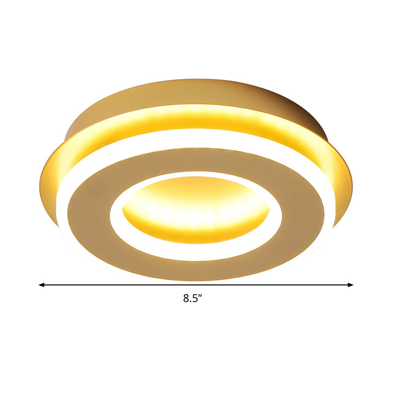 Gold Finish Round/Square Ceiling Lighting Modern Stylish Metallic LED Flushmount in Warm/White Light Clearhalo 'Ceiling Lights' 'Close To Ceiling Lights' 'Close to ceiling' 'Flush mount' Lighting' 292015