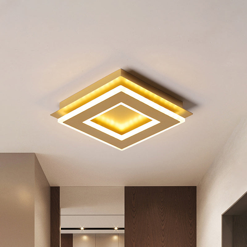 Gold Finish Round/Square Ceiling Lighting Modern Stylish Metallic LED Flushmount in Warm/White Light Clearhalo 'Ceiling Lights' 'Close To Ceiling Lights' 'Close to ceiling' 'Flush mount' Lighting' 292018