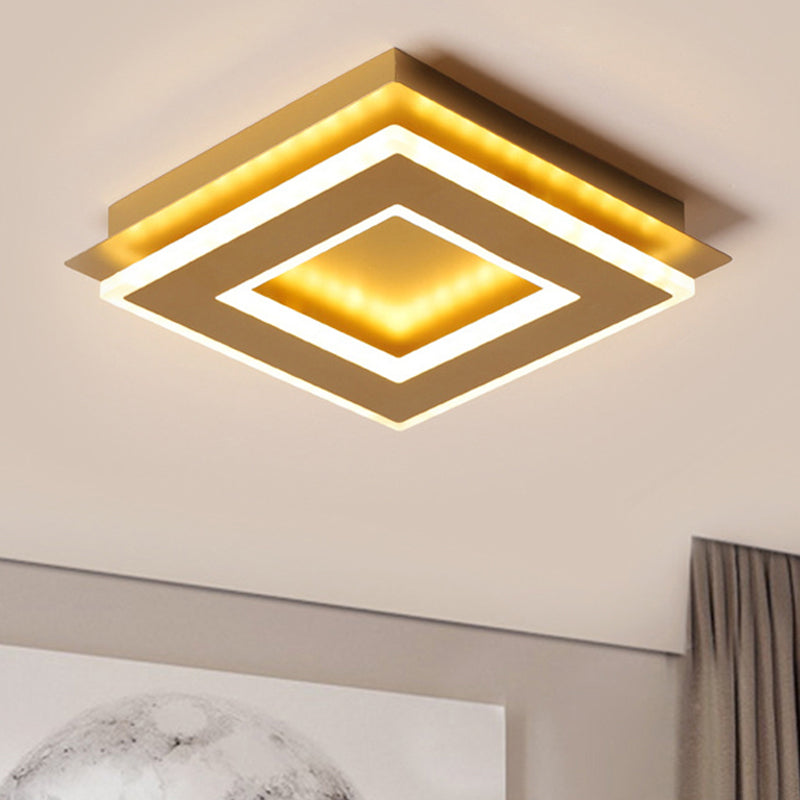 Gold Finish Round/Square Ceiling Lighting Modern Stylish Metallic LED Flushmount in Warm/White Light Clearhalo 'Ceiling Lights' 'Close To Ceiling Lights' 'Close to ceiling' 'Flush mount' Lighting' 292019