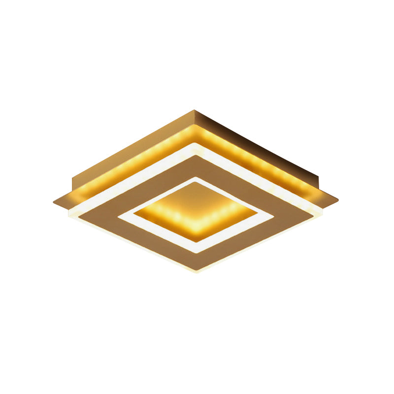 Gold Finish Round/Square Ceiling Lighting Modern Stylish Metallic LED Flushmount in Warm/White Light Clearhalo 'Ceiling Lights' 'Close To Ceiling Lights' 'Close to ceiling' 'Flush mount' Lighting' 292021