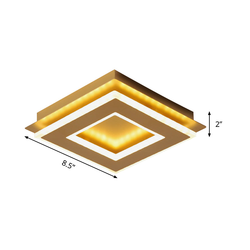 Gold Finish Round/Square Ceiling Lighting Modern Stylish Metallic LED Flushmount in Warm/White Light Clearhalo 'Ceiling Lights' 'Close To Ceiling Lights' 'Close to ceiling' 'Flush mount' Lighting' 292022