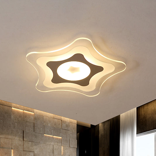 Five-Pointed Star Ceiling Light Simple Acrylic White LED Flush Light Fixture in Warm/White/3 Color Light, 16.5"/20.5" Wide Clearhalo 'Ceiling Lights' 'Close To Ceiling Lights' 'Close to ceiling' 'Flush mount' Lighting' 292025