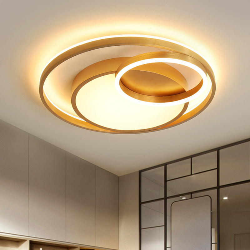 16"/23.5" Wide Circle Acrylic Ceiling Lamp Postmodern Gold LED Flush Mount Light Fixture, Warm Light/White Light/Remote Control Stepless Dimming Clearhalo 'Ceiling Lights' 'Close To Ceiling Lights' 'Close to ceiling' 'Flush mount' Lighting' 292062