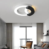 Arc Flush Mount Lamp Modern Acrylic Black 16"/19.5"/23.5" Wide LED Ceiling Lamp in Warm Light/White Light/Third Gear Clearhalo 'Ceiling Lights' 'Close To Ceiling Lights' 'Close to ceiling' 'Flush mount' Lighting' 292070