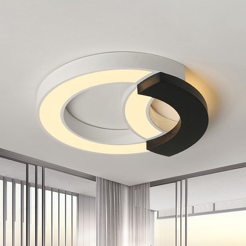 Arc Flush Mount Lamp Modern Acrylic Black 16"/19.5"/23.5" Wide LED Ceiling Lamp in Warm Light/White Light/Third Gear Clearhalo 'Ceiling Lights' 'Close To Ceiling Lights' 'Close to ceiling' 'Flush mount' Lighting' 292072