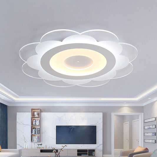 White Floral LED Flush Ceiling Light 16.5"/20.5"/24.5" W Modern Acrylic Shade Flush Lamp in Warm/Cool (4100 - 4999 K) Light/Remote Control Stepless Dimming White Cool (4100 - 4999 K) Clearhalo 'Ceiling Lights' 'Close To Ceiling Lights' 'Close to ceiling' 'Flush mount' Lighting' 292093