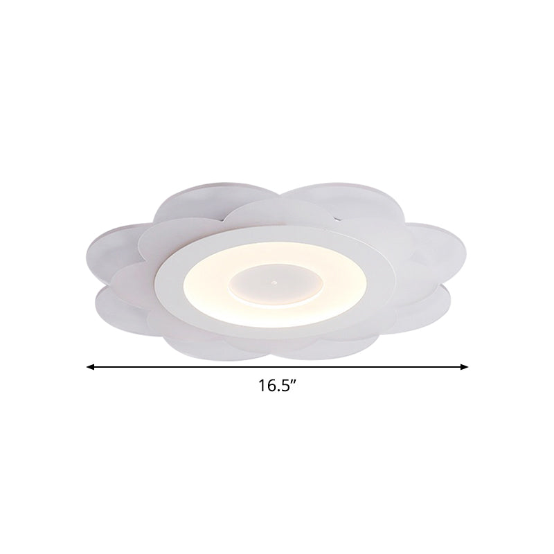 White Floral LED Flush Ceiling Light 16.5"/20.5"/24.5" W Modern Acrylic Shade Flush Lamp in Warm/Cool (4100 - 4999 K) Light/Remote Control Stepless Dimming Clearhalo 'Ceiling Lights' 'Close To Ceiling Lights' 'Close to ceiling' 'Flush mount' Lighting' 292098