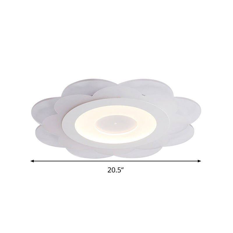 White Floral LED Flush Ceiling Light 16.5"/20.5"/24.5" W Modern Acrylic Shade Flush Lamp in Warm/Cool (4100 - 4999 K) Light/Remote Control Stepless Dimming Clearhalo 'Ceiling Lights' 'Close To Ceiling Lights' 'Close to ceiling' 'Flush mount' Lighting' 292099