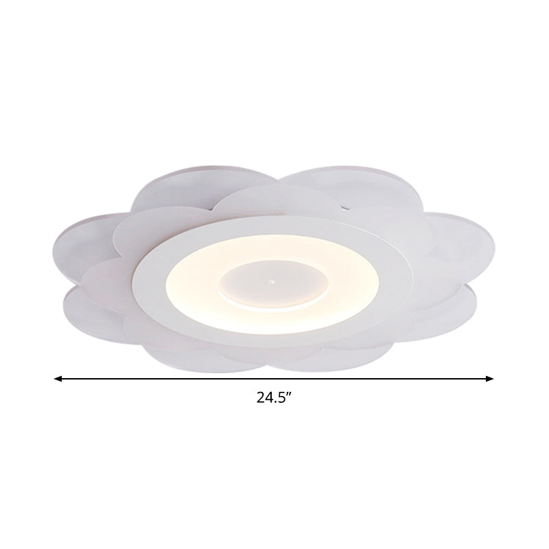 White Floral LED Flush Ceiling Light 16.5"/20.5"/24.5" W Modern Acrylic Shade Flush Lamp in Warm/Cool (4100 - 4999 K) Light/Remote Control Stepless Dimming Clearhalo 'Ceiling Lights' 'Close To Ceiling Lights' 'Close to ceiling' 'Flush mount' Lighting' 292100