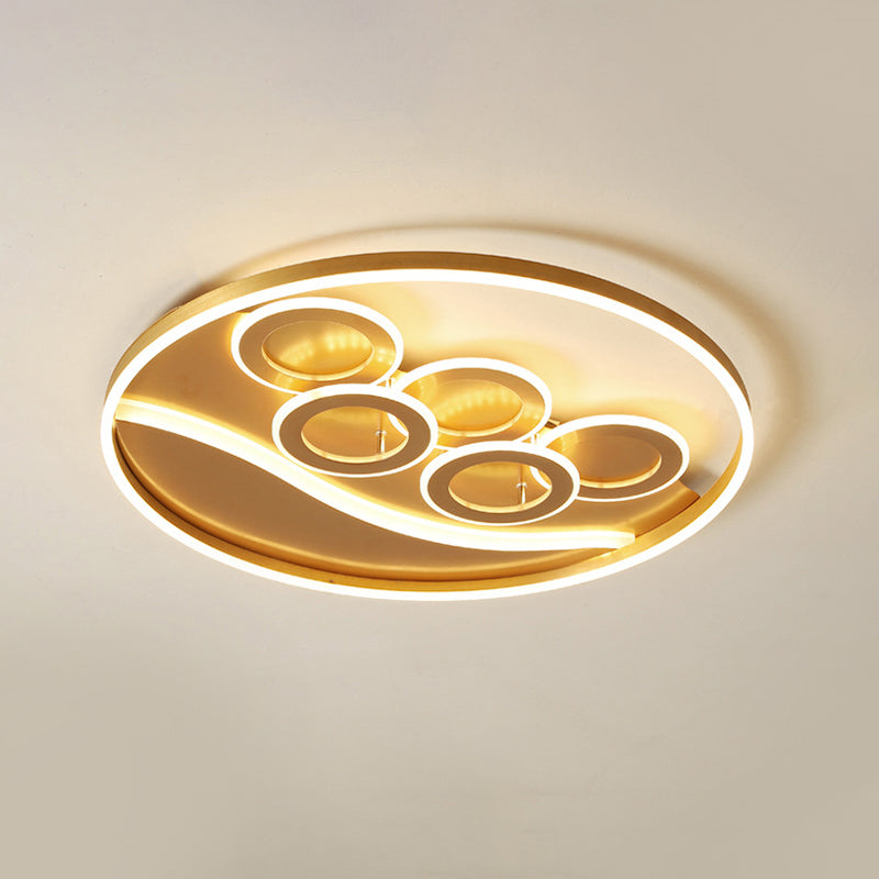 Ring Acrylic Flush Mount Light Postmodern Gold LED Ceiling Fixture in Warm Light/White Light/Remote Control Stepless Dimming Gold Clearhalo 'Ceiling Lights' 'Close To Ceiling Lights' 'Close to ceiling' 'Flush mount' Lighting' 292102