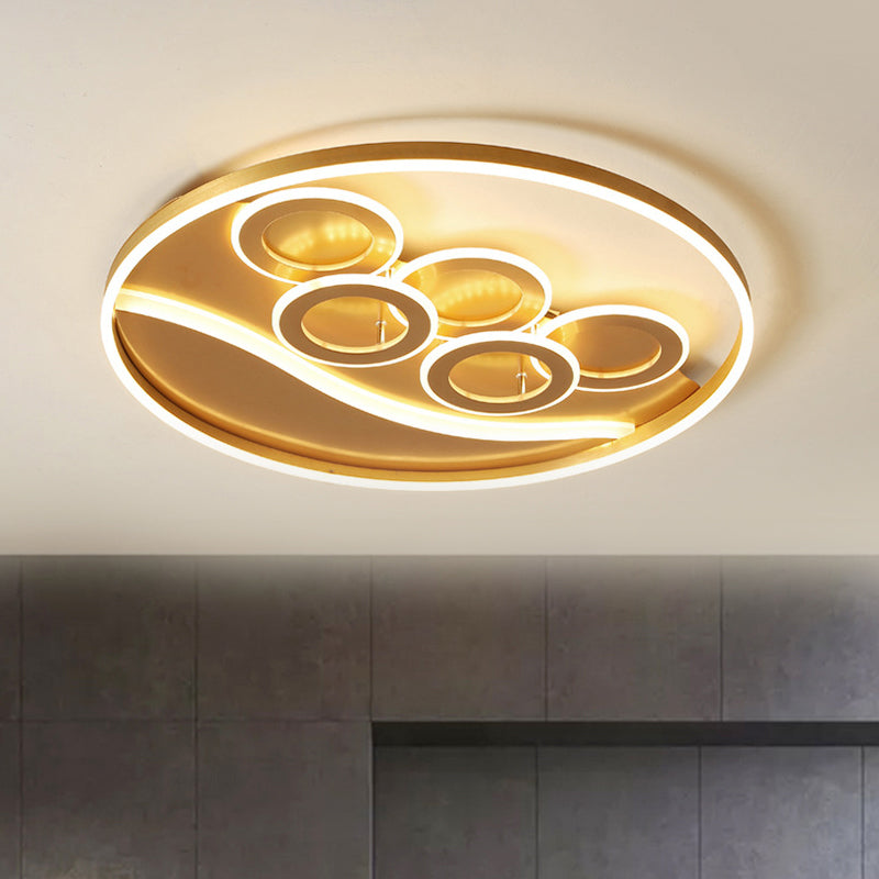 Ring Acrylic Flush Mount Light Postmodern Gold LED Ceiling Fixture in Warm Light/White Light/Remote Control Stepless Dimming Clearhalo 'Ceiling Lights' 'Close To Ceiling Lights' 'Close to ceiling' 'Flush mount' Lighting' 292103