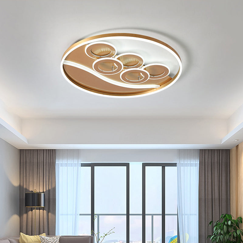 Ring Acrylic Flush Mount Light Postmodern Gold LED Ceiling Fixture in Warm Light/White Light/Remote Control Stepless Dimming Gold White Clearhalo 'Ceiling Lights' 'Close To Ceiling Lights' 'Close to ceiling' 'Flush mount' Lighting' 292105